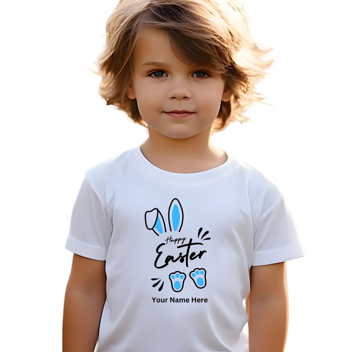 Personalised Happy Easter Cute Bunny Ears T-Shirt