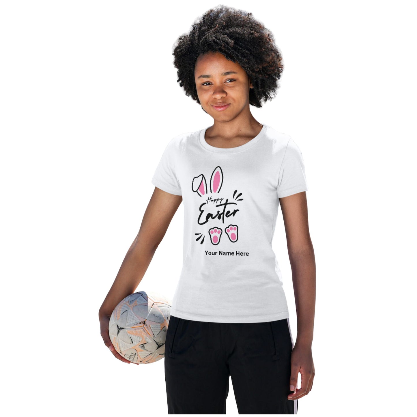 Personalised Happy Easter Cute Bunny Ears T-Shirt