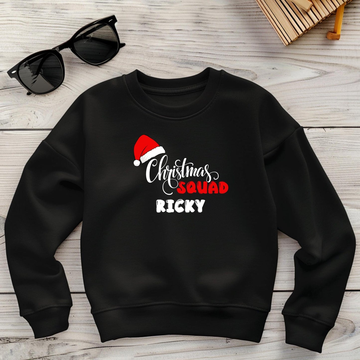 Custom Christmas Squad Santa Hat Sweatshirt