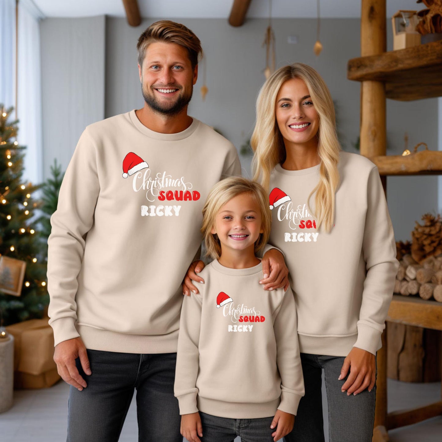 Custom Christmas Squad Santa Hat Sweatshirt
