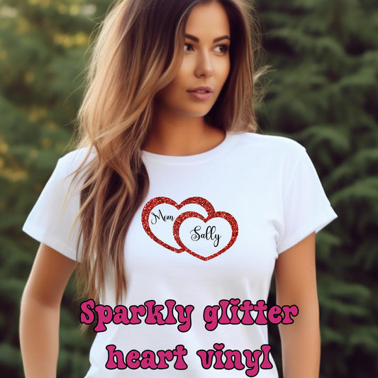 Custom Mum and Kid Heart Shirt, Double Heart Graphic Shirt, Custom Mom Shirt with Names, Mothers Day Shirt, Mom Shirt, Gift for Mom