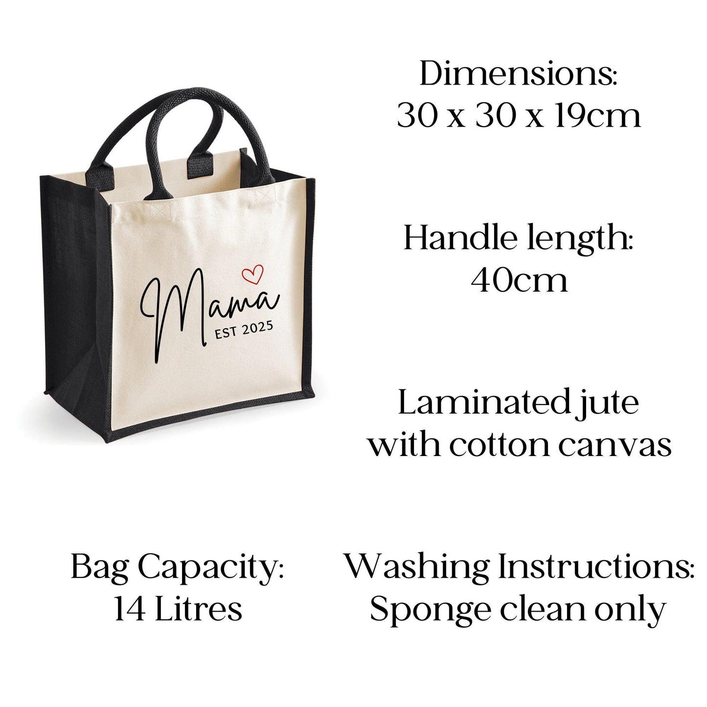 Personalised EST Tote Bag, Mama Est Tote Bag, Cute Shoulder Bag, Bag for Mama, Canvas Tote Bag, Mum Tote Bag, Mom Personalized Gift