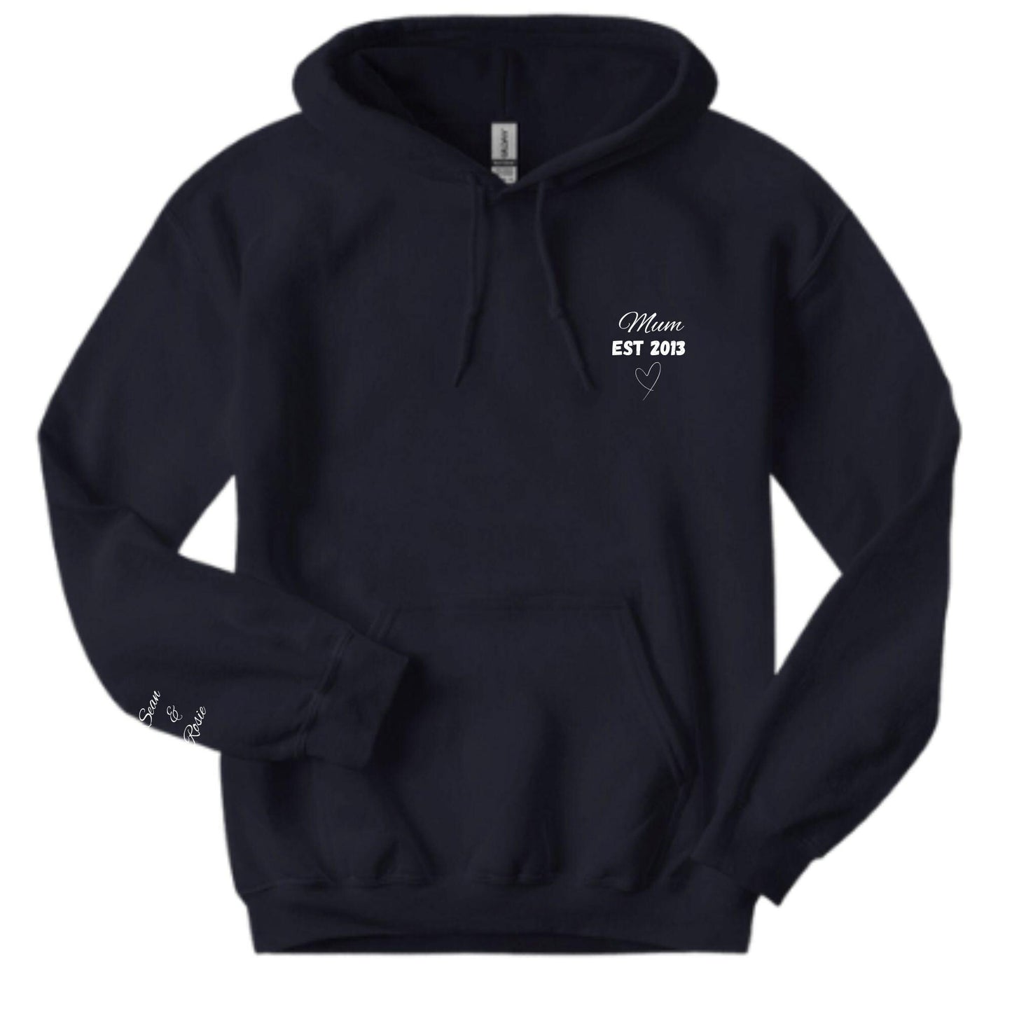 Personalised Mama Est Sweatshirt with Kid Names on Sleeve, Mothers Day Hoodie, Custom Mum Hoodie, Mum Est Hoodie, Mother's Day Gift Idea