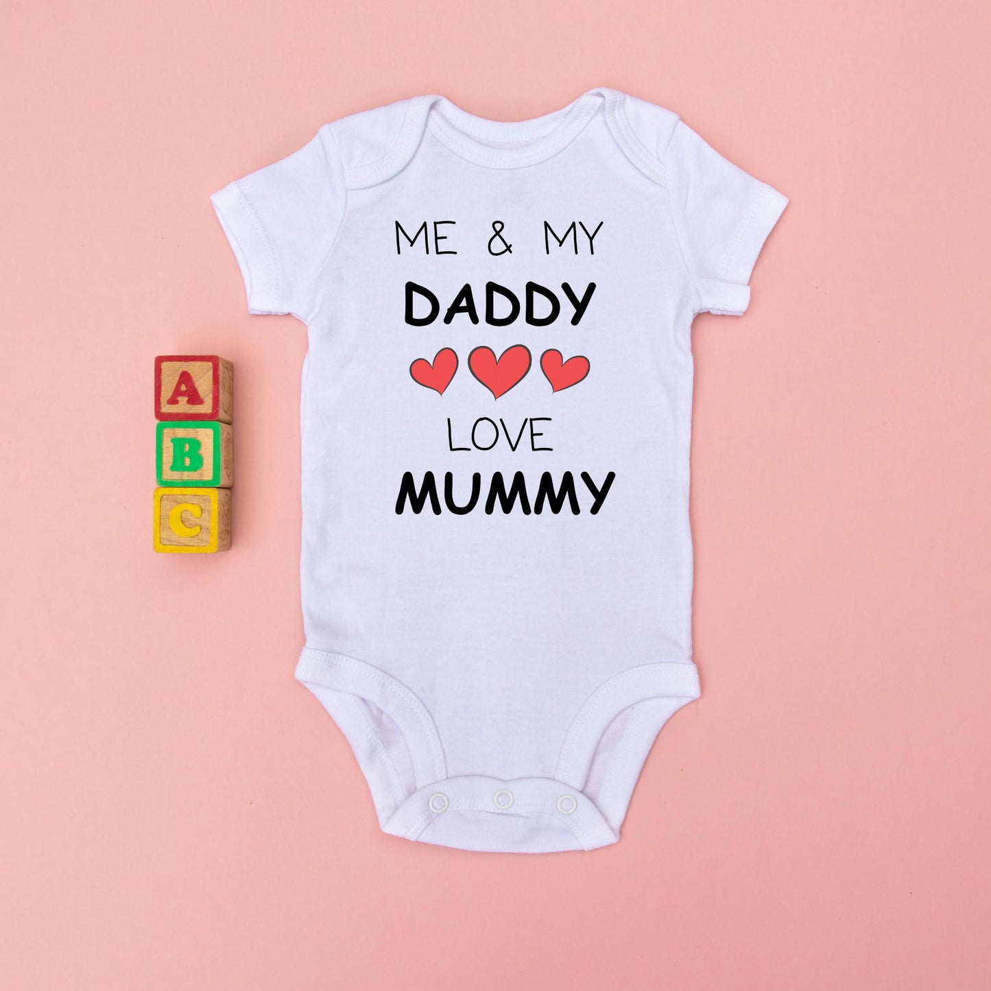 Me and Daddy Love You Mummy Baby Bodysuit, Short Sleeve Vest, Baby Shower, Birthday Gift from Baby and Daddy, Unique Gift for Mummy