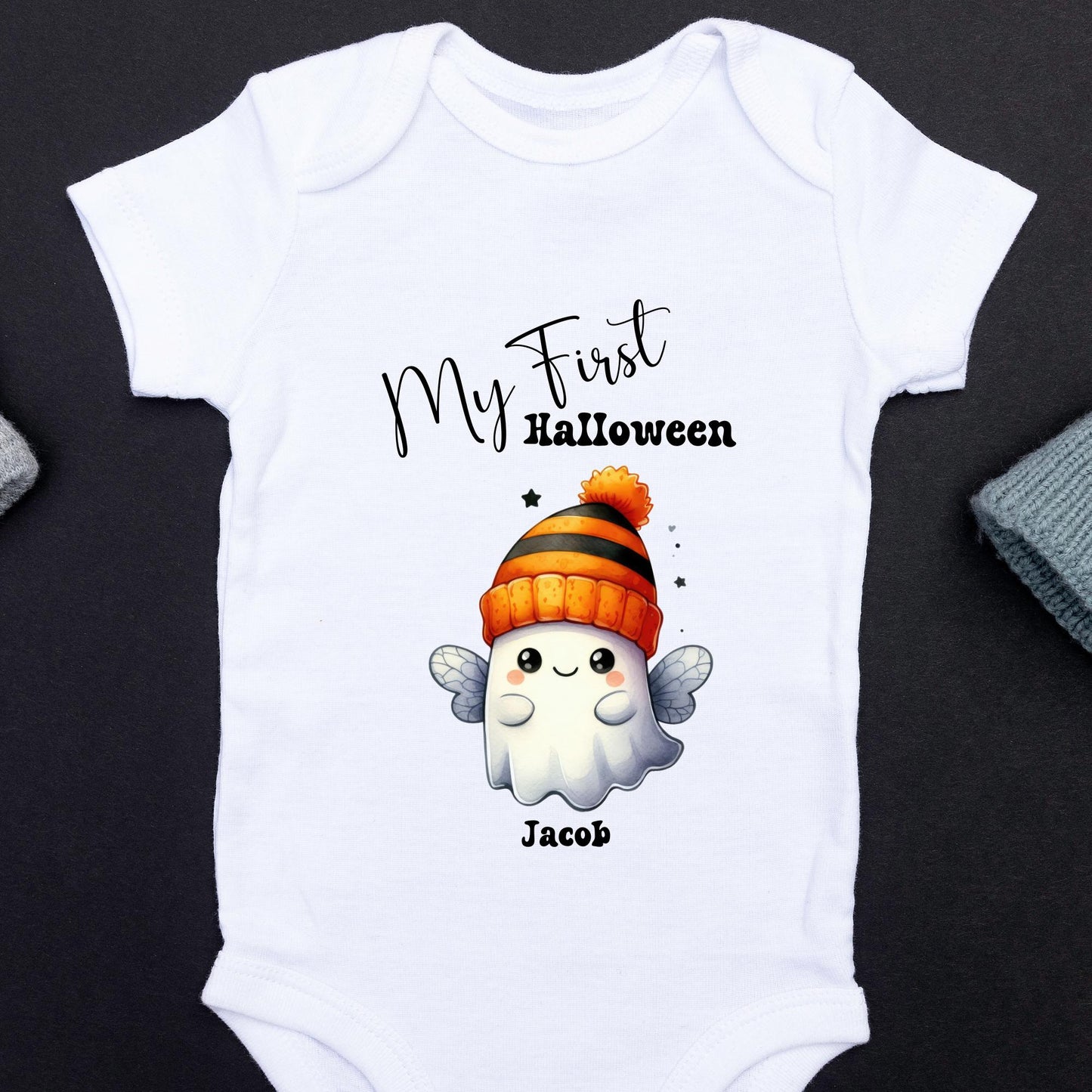 My First Halloween Boo White Custom Baby Vest