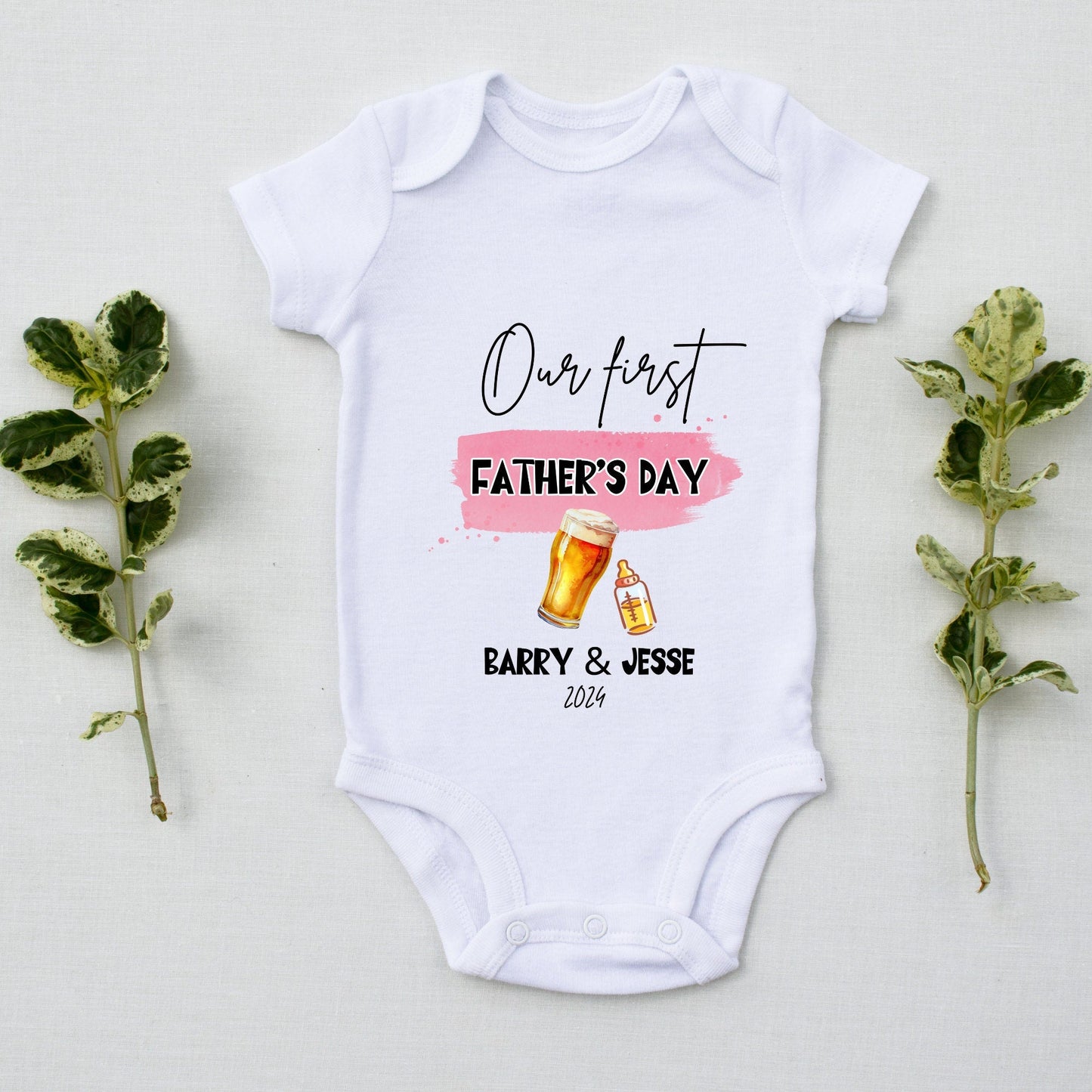 Personalised Our First Father's Day Drinking T Shirt