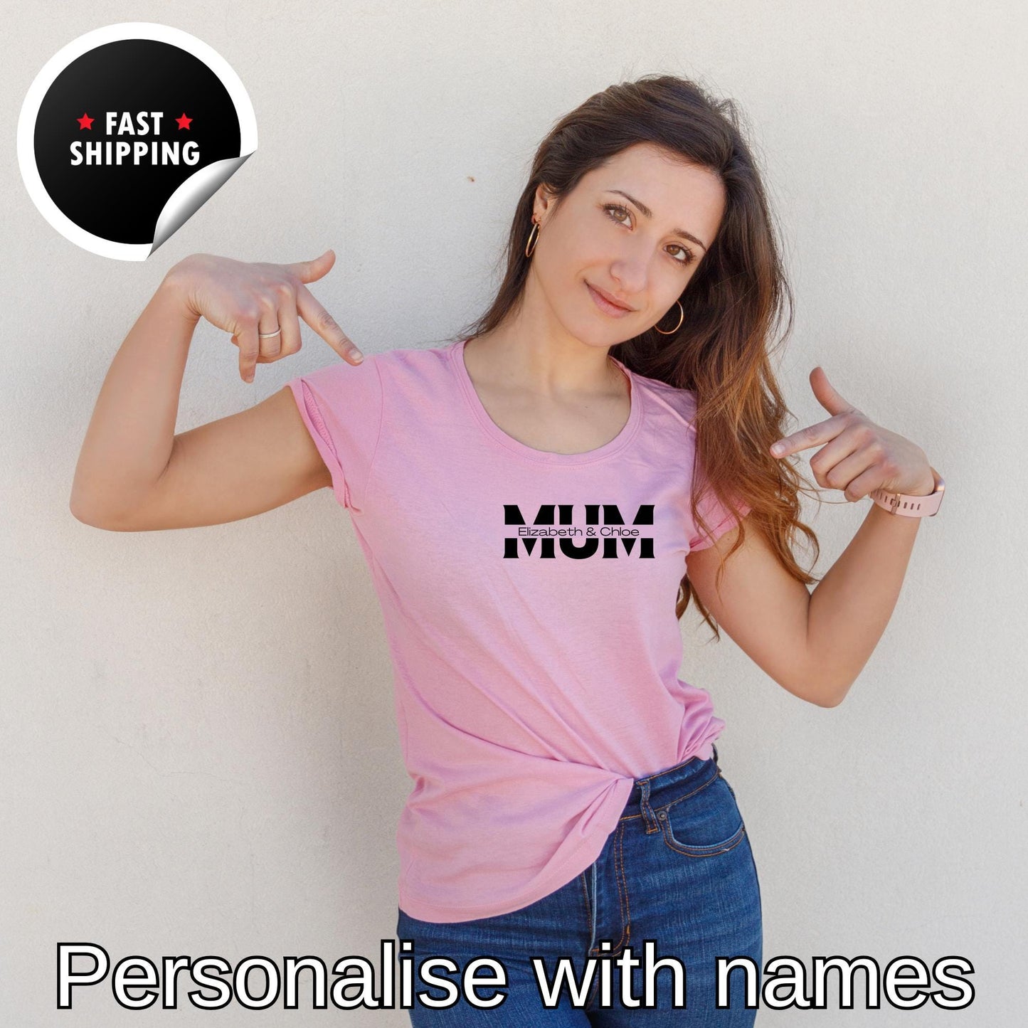 Personalised Mom Shirt with Kids Name, Custom Mom Shirt, Kids Name Shirt, Custom Mom Gift, Mother's Day Shirt, Shirts for Mum, Gift for Mom