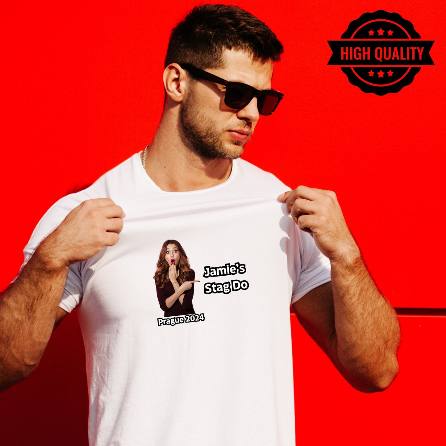 Personalised Stag Do Photo Printed T Shirt