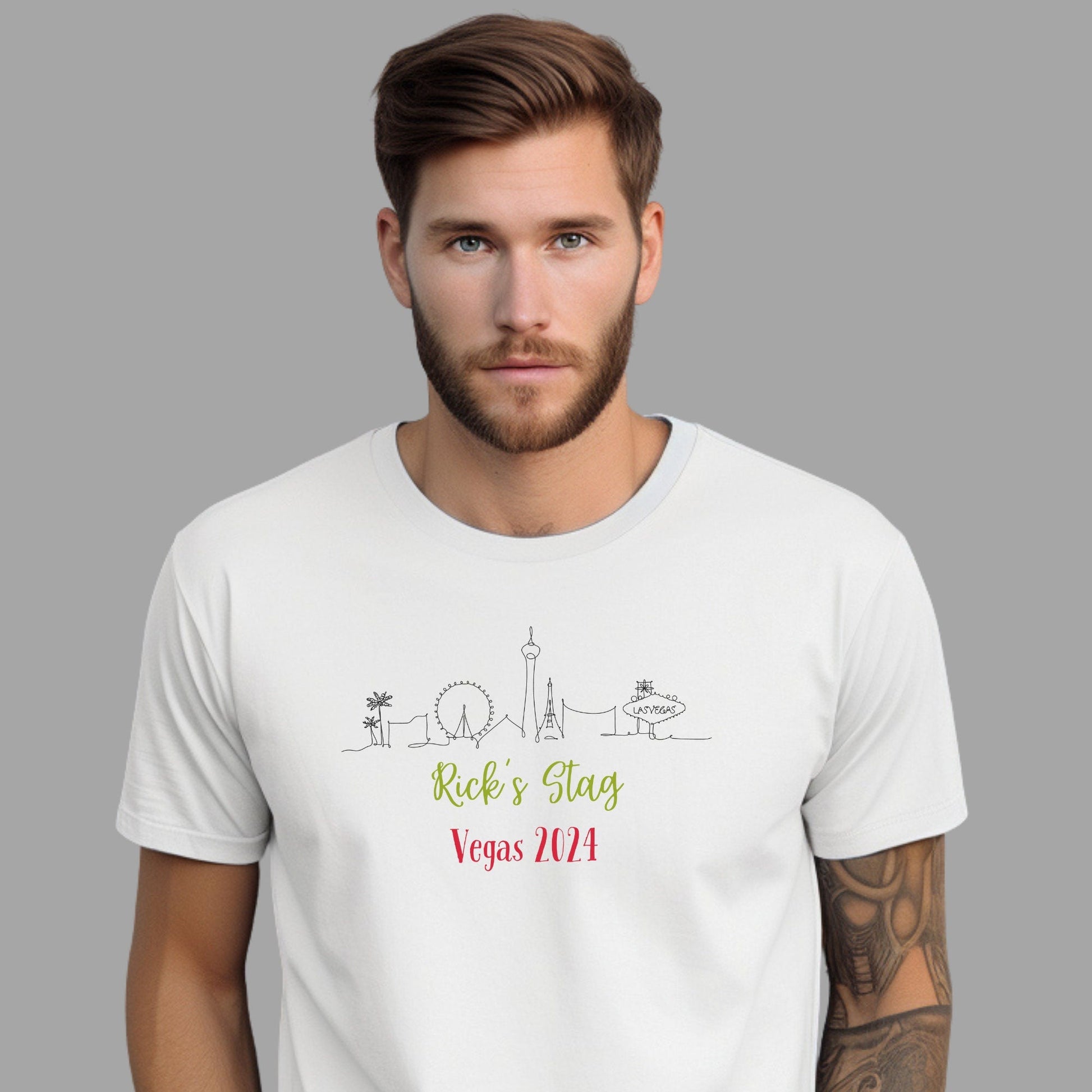 Personalised Stag Vegas Skyline T Shirt