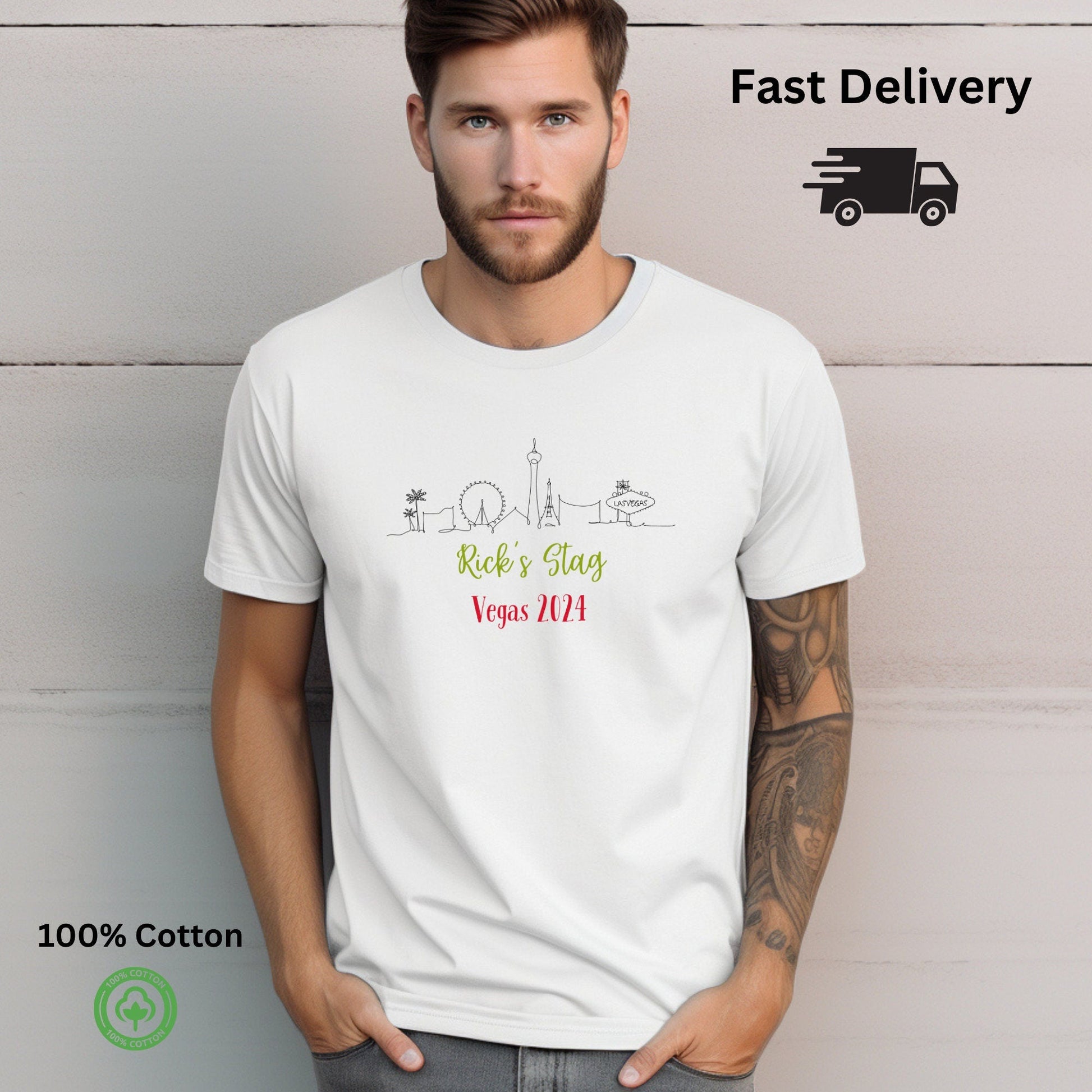 Personalised Stag Vegas Skyline T Shirt