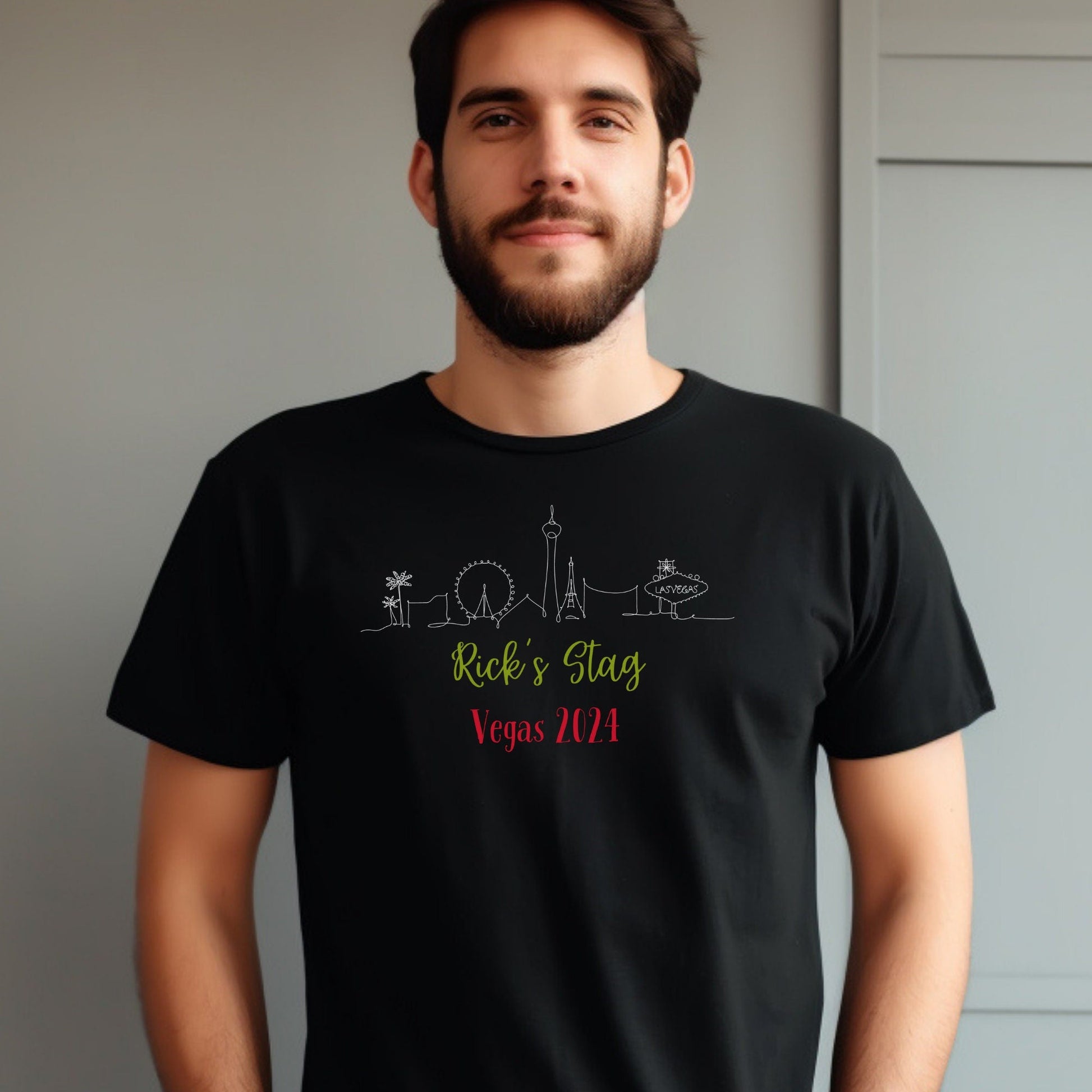 Personalised Stag Vegas Skyline T Shirt