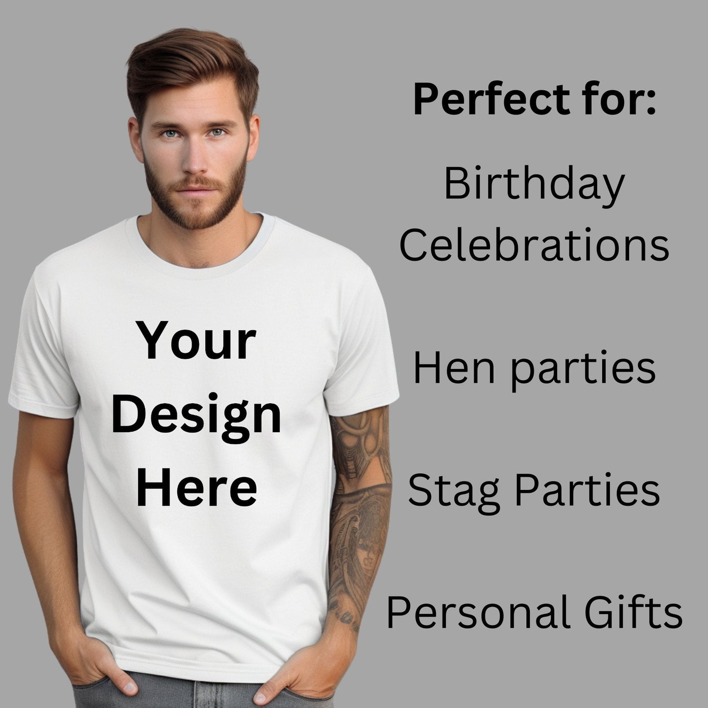 Personalised Unisex Printed Adult T Shirt