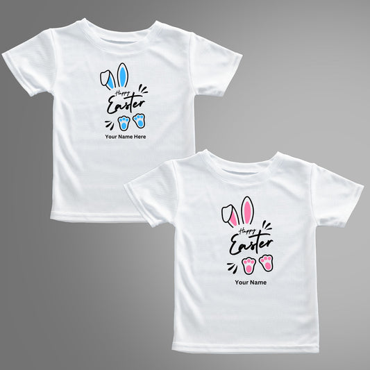 Personalised Happy Easter Cute Bunny Ears T-Shirt