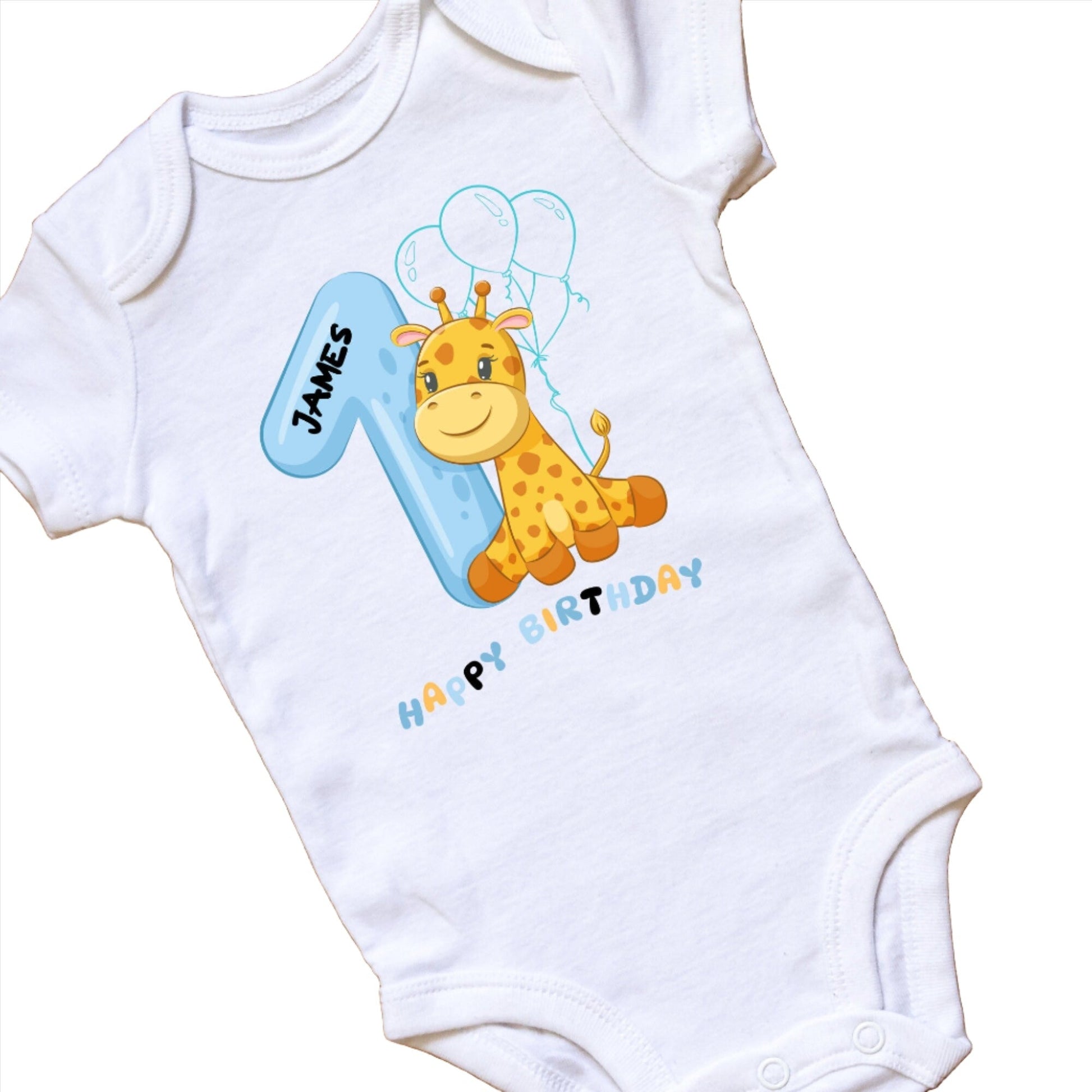 Adorable Giraffe First Birthday Personalised Tee & Bodysuit - Perfect Baby's First Birthday Outfit & Gift!