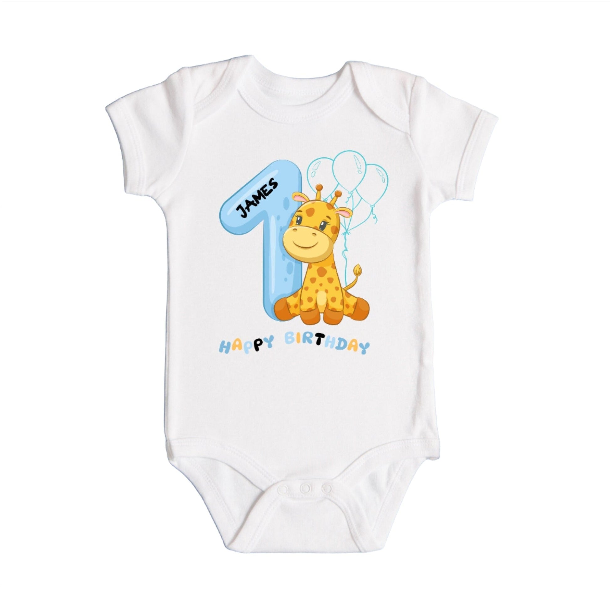 Adorable Giraffe First Birthday Personalised Tee & Bodysuit - Perfect Baby's First Birthday Outfit & Gift!