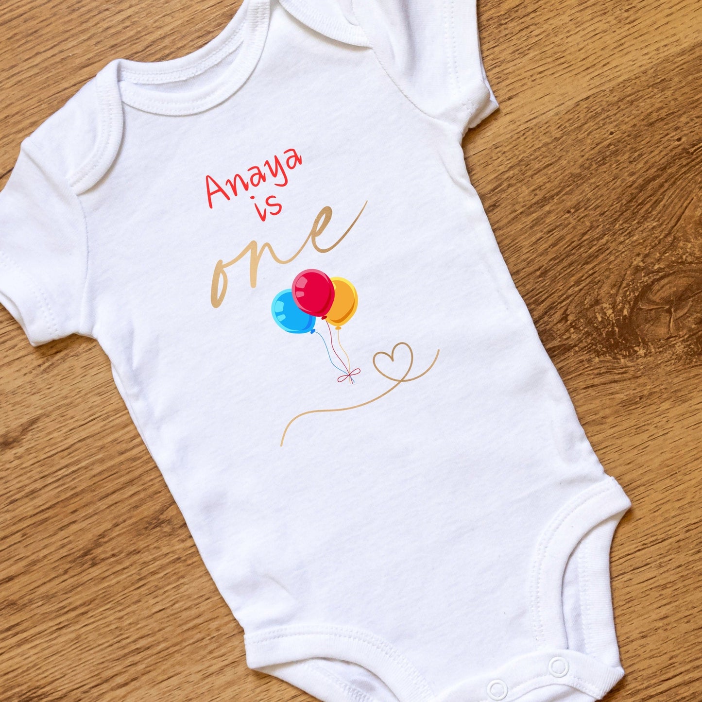 Adorable Personalised First Birthday Balloon Name Baby Bodysuit or T-Shirt, First Birthday Outfit for Your Little Princess!