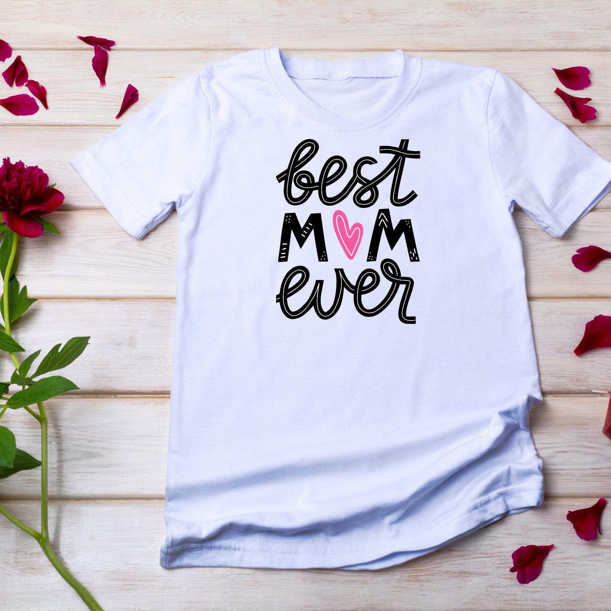 Best Mum Ever With Pink Heart T-Shirt