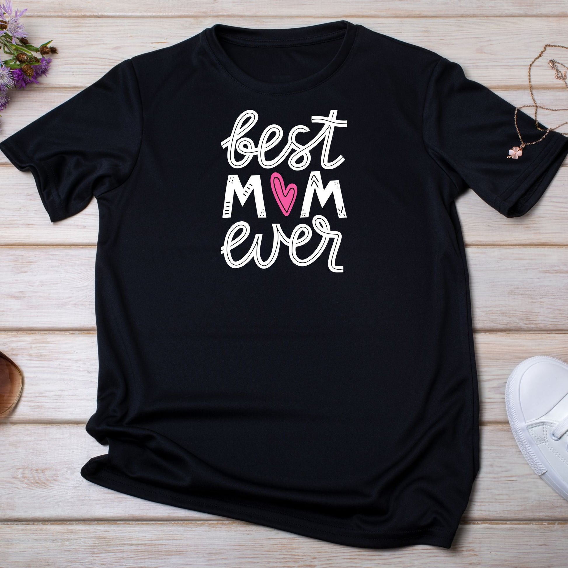 Best Mum Ever With Pink Heart T-Shirt