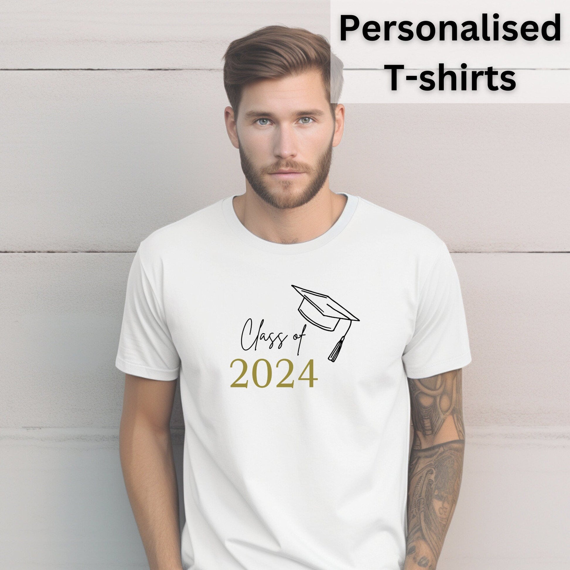 Class of 2024 Graduation T-Shirts – Personalised Unisex Graduation Tees with Cap Design