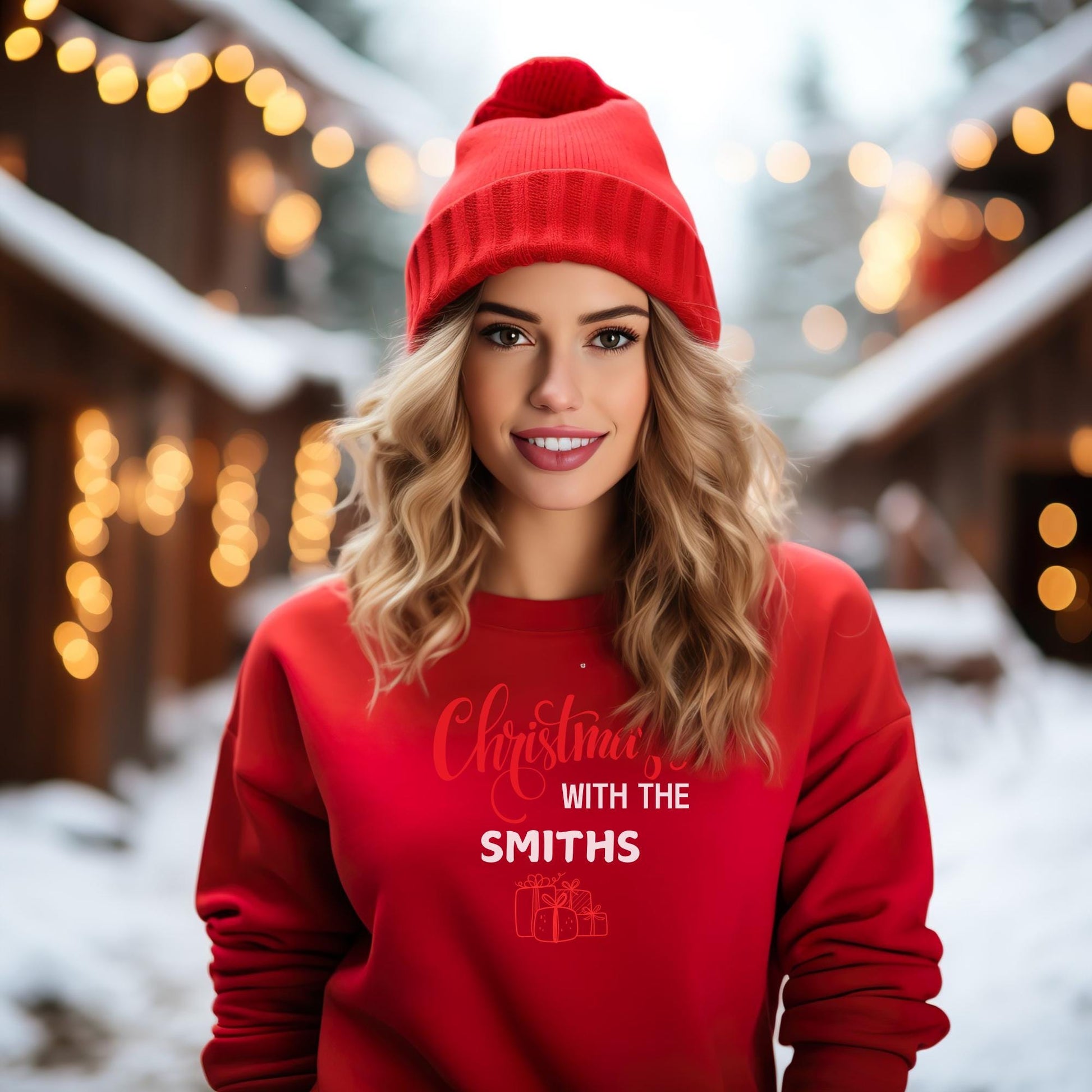 Custom Christmas Snowflake Gift Box Family Sweatshirts