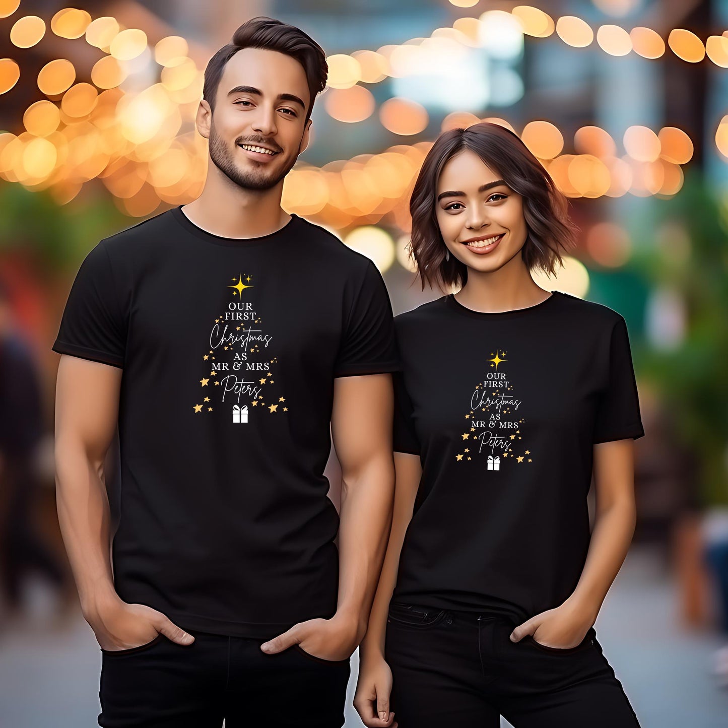 Custom Our First Christmas Mr and Mrs T Shirts