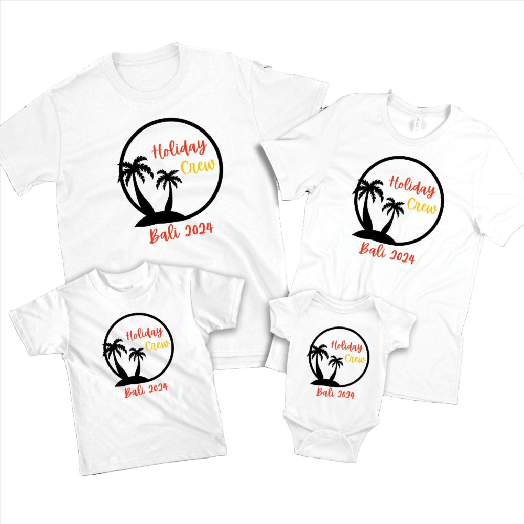 Custom Holiday Crew Circle Palm Tree T Shirt