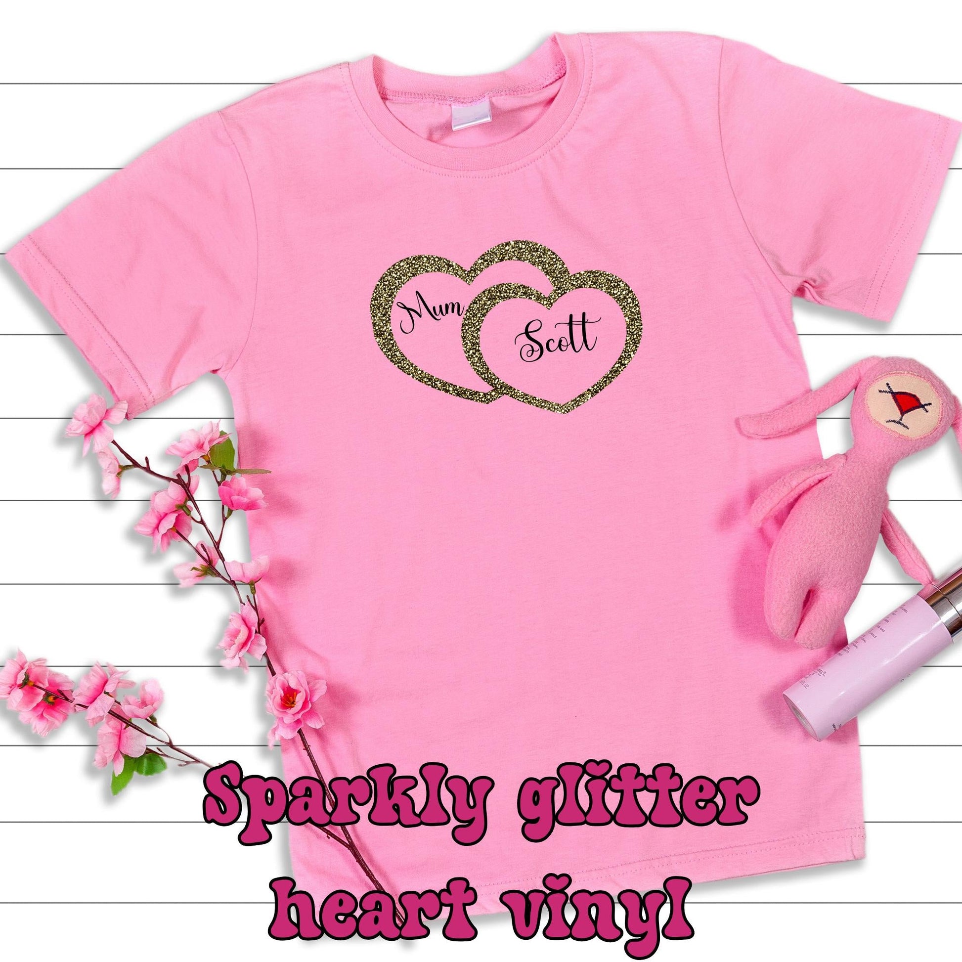 Custom Mum and Kid Heart Shirt, Double Heart Graphic Shirt, Custom Mom Shirt with Names, Mothers Day Shirt, Mom Shirt, Gift for Mom
