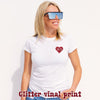 Custom Name Red Glitter Heart Pocket T-Shirt, Pocket Love Heart Shirt, Women Valentine's Day Shirt, Red Heart Tshirt, Valentine's Day Gift