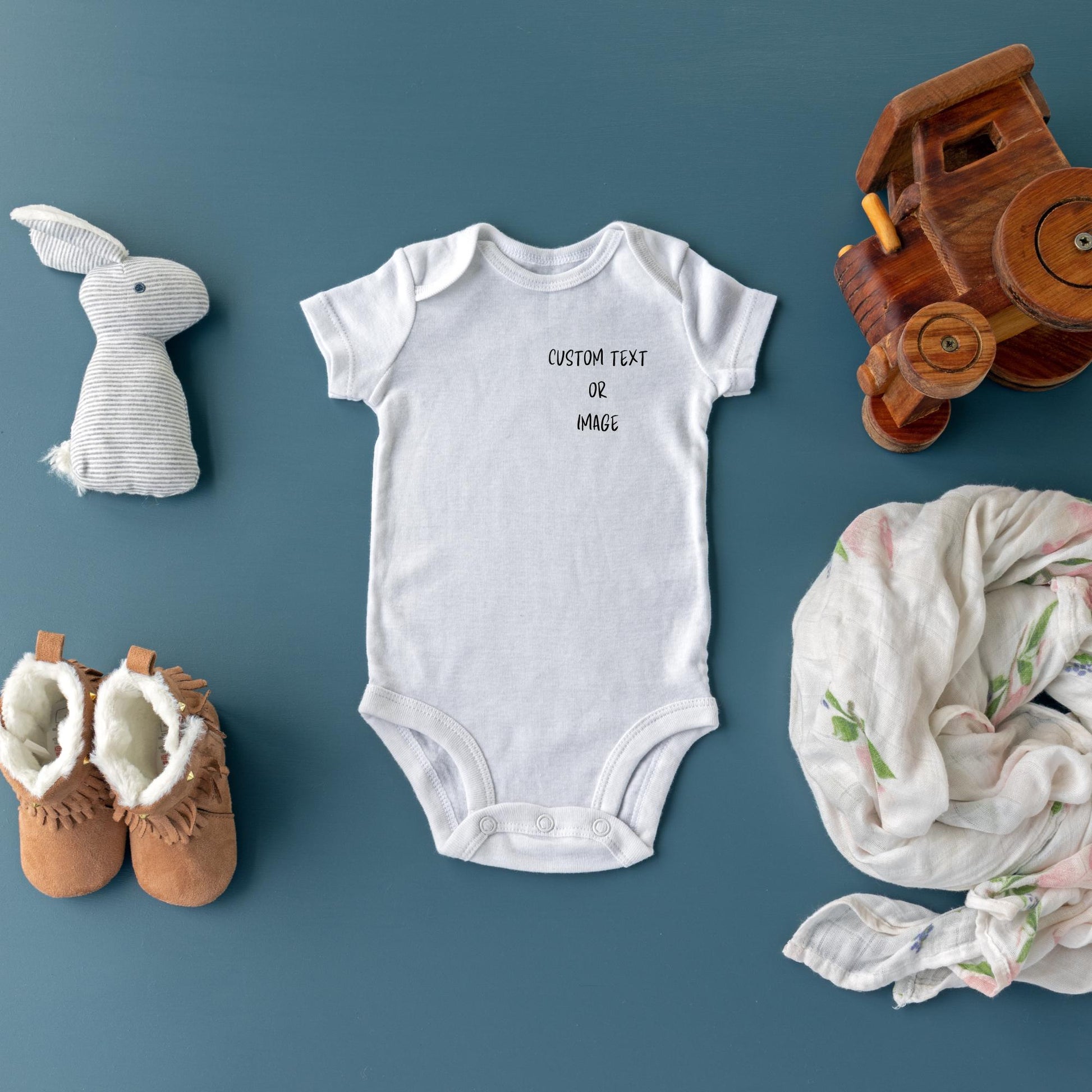 Custom Pocket text and image Baby Bodysuits