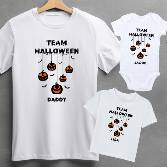 Custom Team Halloween Ghost Pumpkin Family Shirts