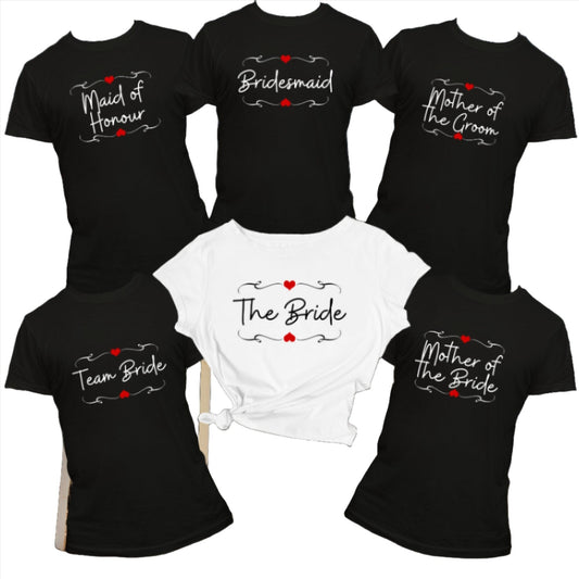 Hen Party T-Shirts for Bride and Party with Name on Back