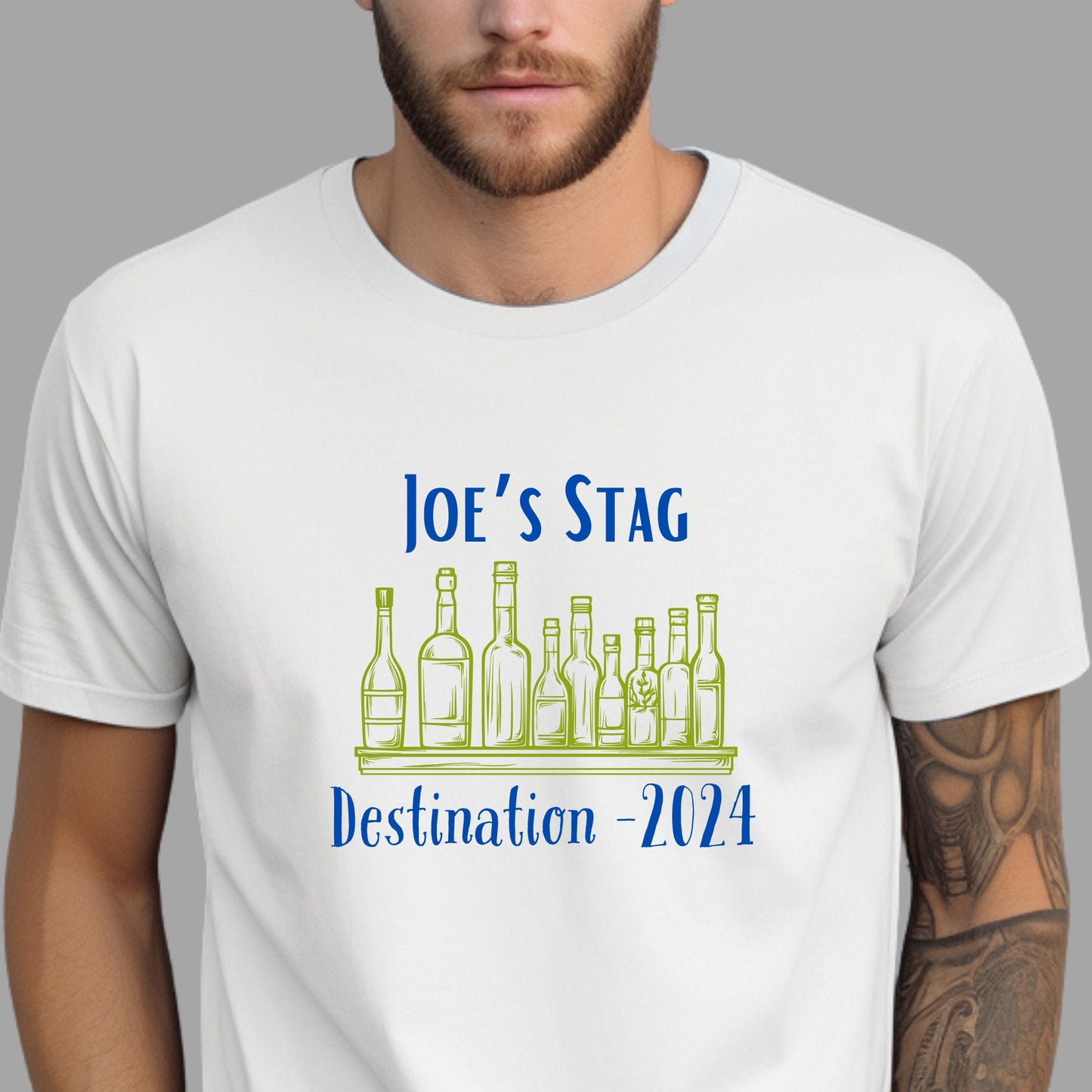 Personalised Stag Party T Shirts, Clear Bottle Stag T-Shirts, Classic Adult T Shirt, White Stag Shirt, Stag Party Shirt, Personalised Gifts