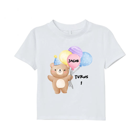 Kids First Birthday Bear with Balloons Shirts