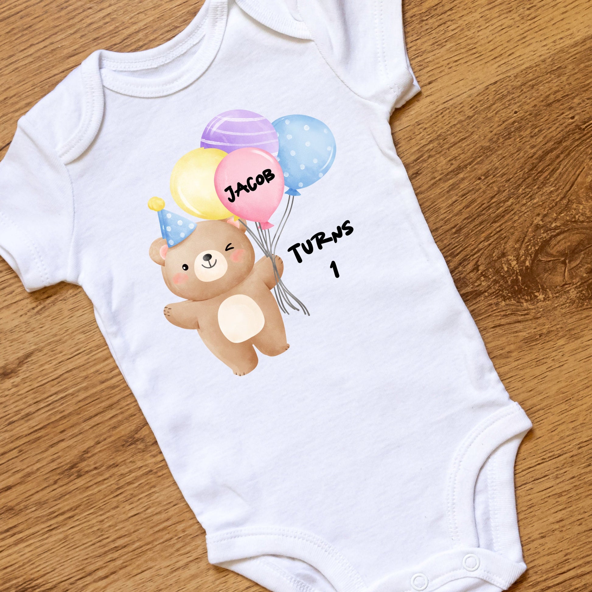 Kids First Birthday Bear with Balloons Shirts