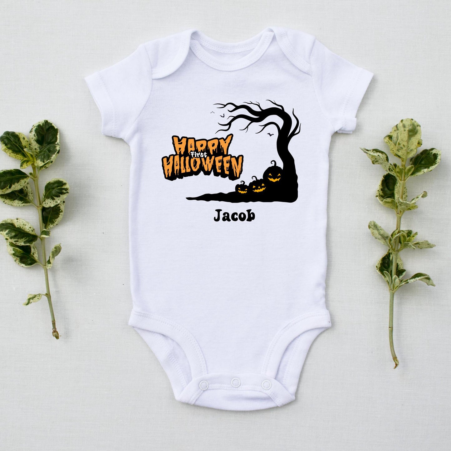 Custom Baby First Happy Halloween Pumpkin Tree Vest