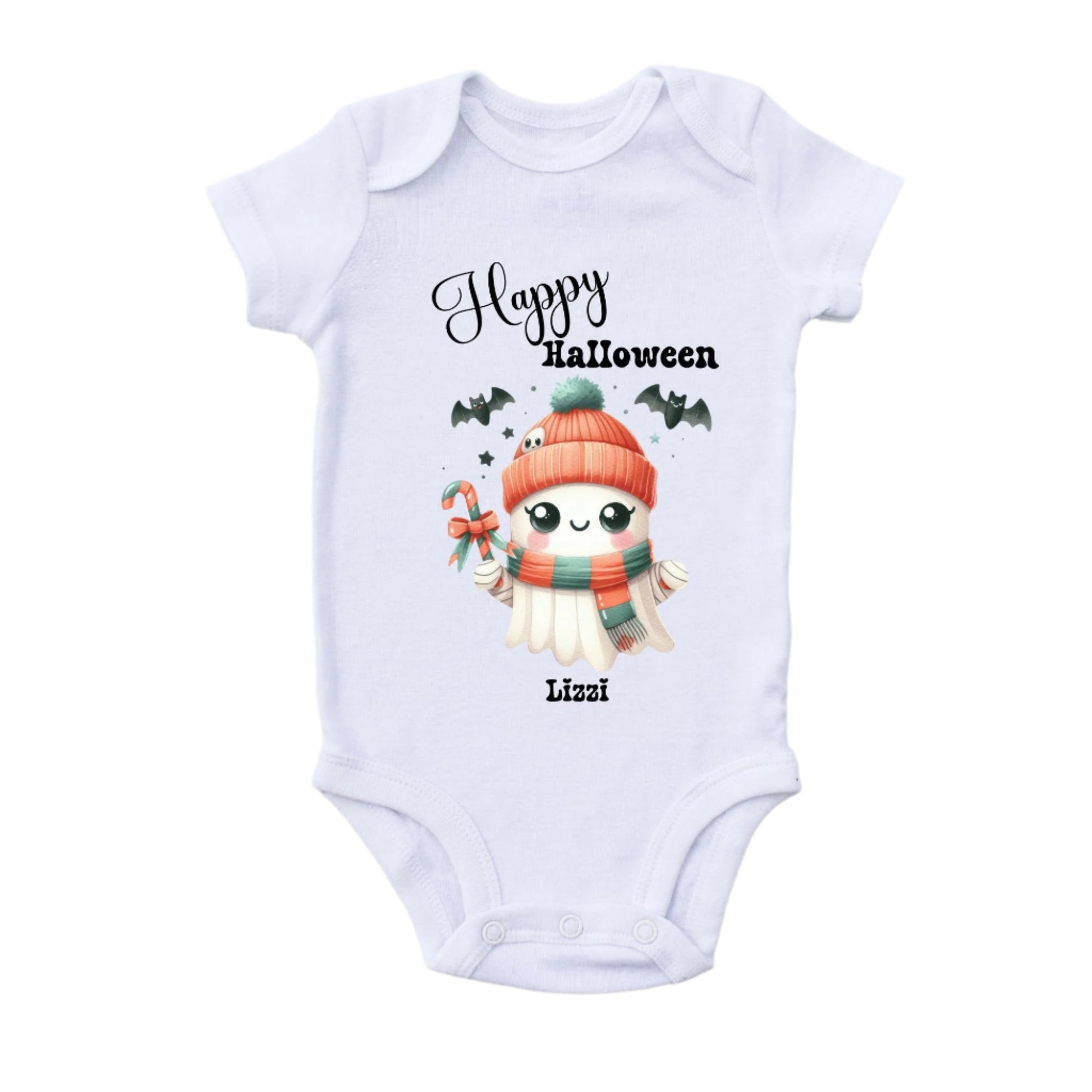 Happy Halloween Baby Bodysuit, Baby Ghost Infant Bodysuit, Spooky Cute Outfit, Custom Name Toddler Shirt, Unisex Happy Halloween Tshirt