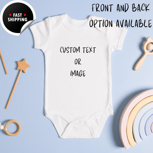 Personalised Baby Bodysuit with Image and Text, Custom Baby Onesies, Personalised Newborn Bodysuit, Text Bodysuit, Custom Image Bodysuit
