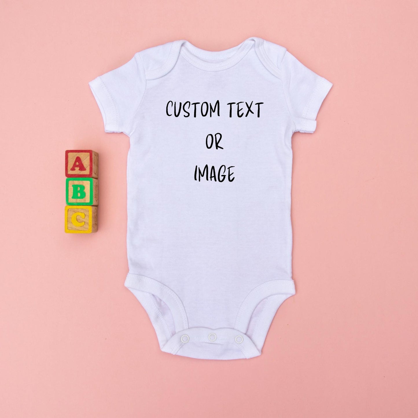 Personalised Baby Bodysuit with Image and Text, Custom Baby Onesies, Personalised Newborn Bodysuit, Text Bodysuit, Custom Image Bodysuit
