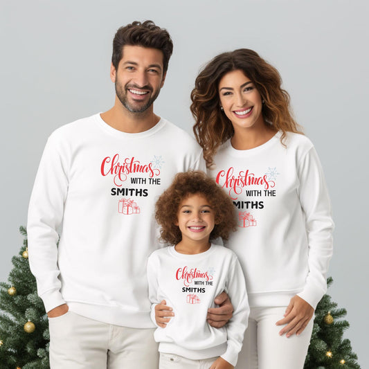 Custom Christmas Snowflake Gift Box Family Sweatshirts