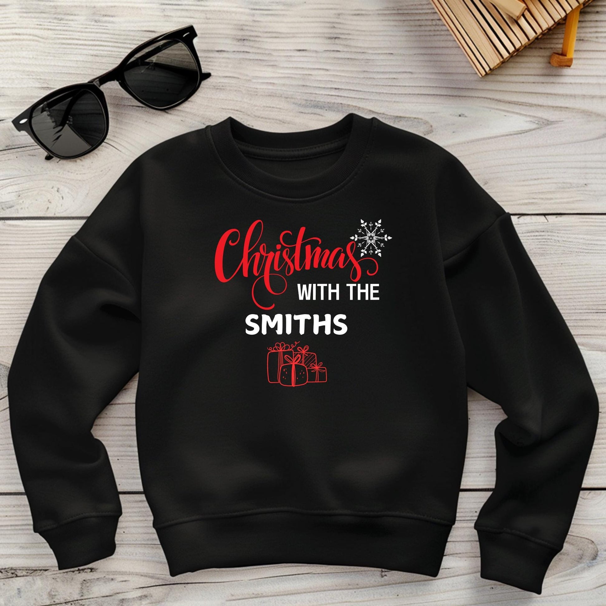 Custom Christmas Snowflake Gift Box Family Sweatshirts