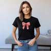 Personalised Pink Bow T Shirt, Coquette Pink Ribbon T-Shirt, Bow Name Print T-Shirt, Pink Bow Shirt, Cute Bow Shirt, Custom Girly Gifts