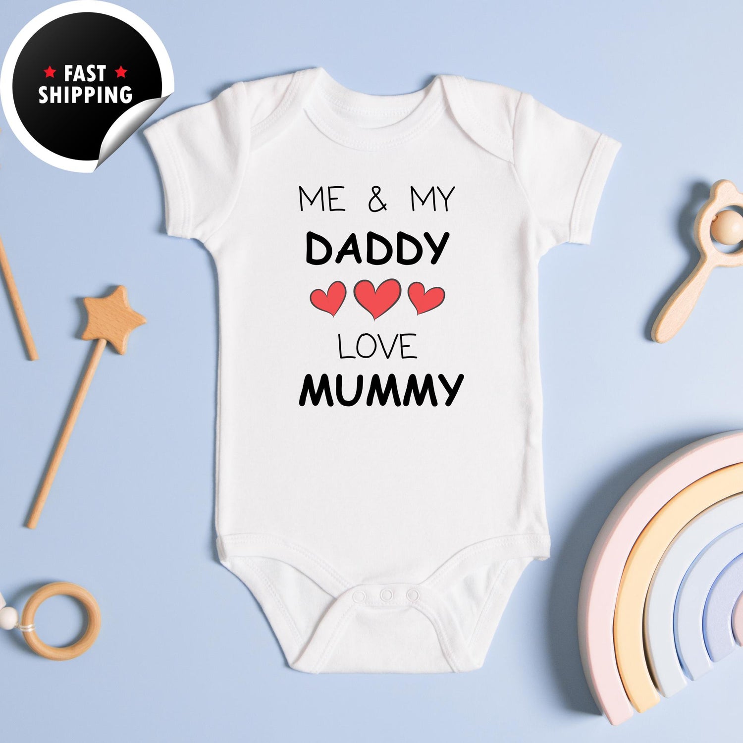 Me and Daddy Love You Mummy Baby Bodysuit, Short Sleeve Vest, Baby Shower, Birthday Gift from Baby and Daddy, Unique Gift for Mummy