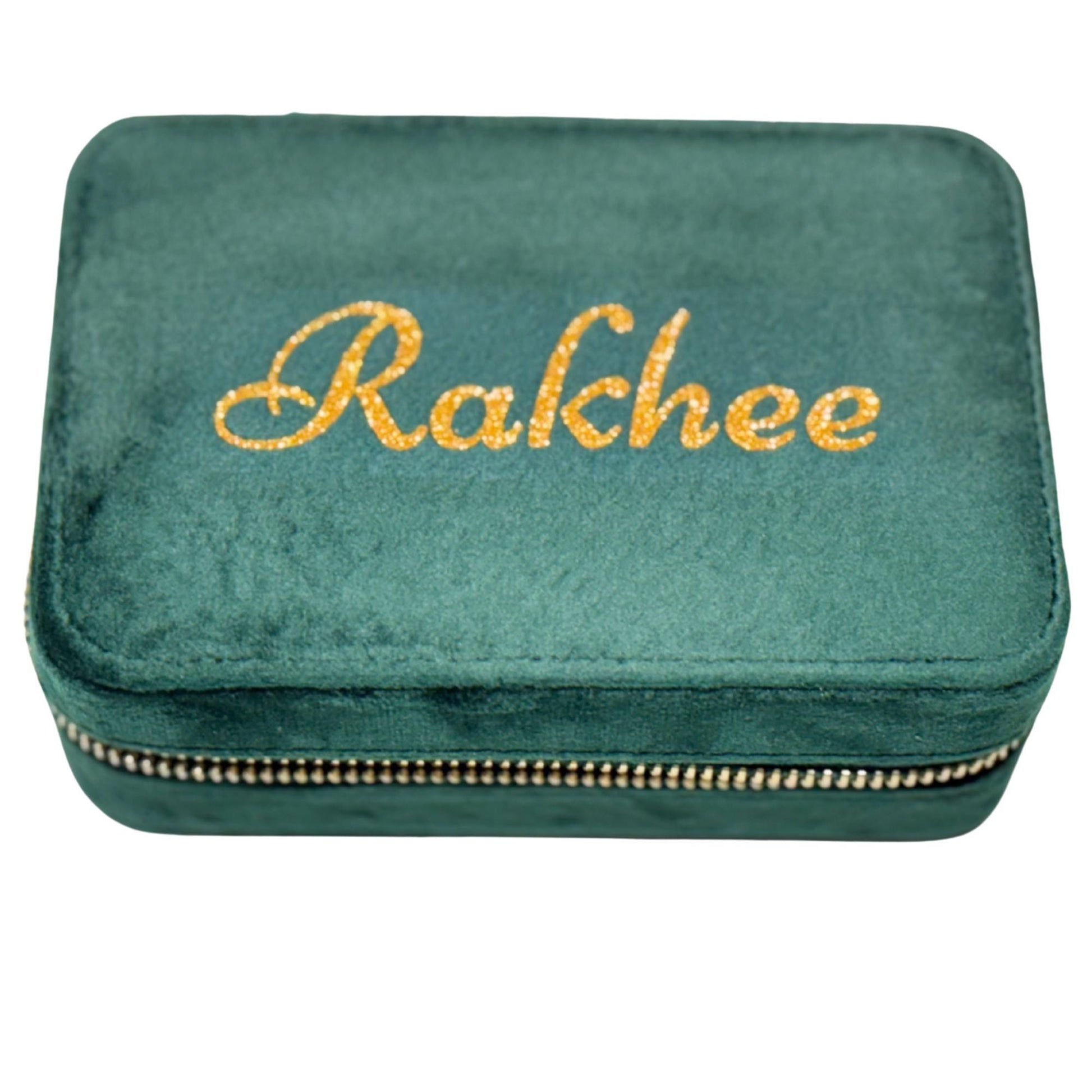 Personalised Velvet Jewellery Box, Custom Gold Glitter Name Jewelry Box, Bridesmaid Jewelry Box,Travel Jewelry Case, Velvet Jewelry Gift Box