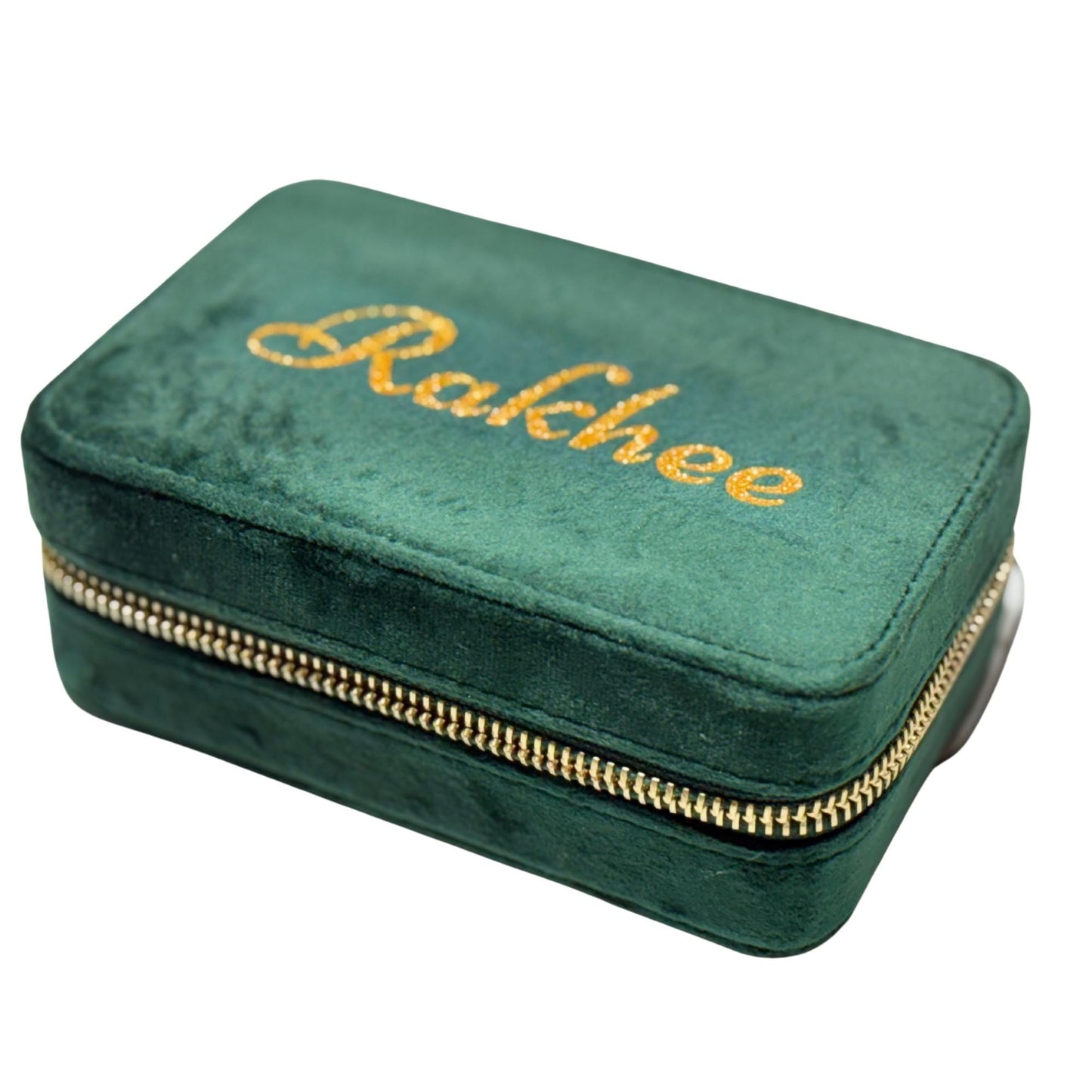 Personalised Velvet Jewellery Box, Custom Gold Glitter Name Jewelry Box, Bridesmaid Jewelry Box,Travel Jewelry Case, Velvet Jewelry Gift Box
