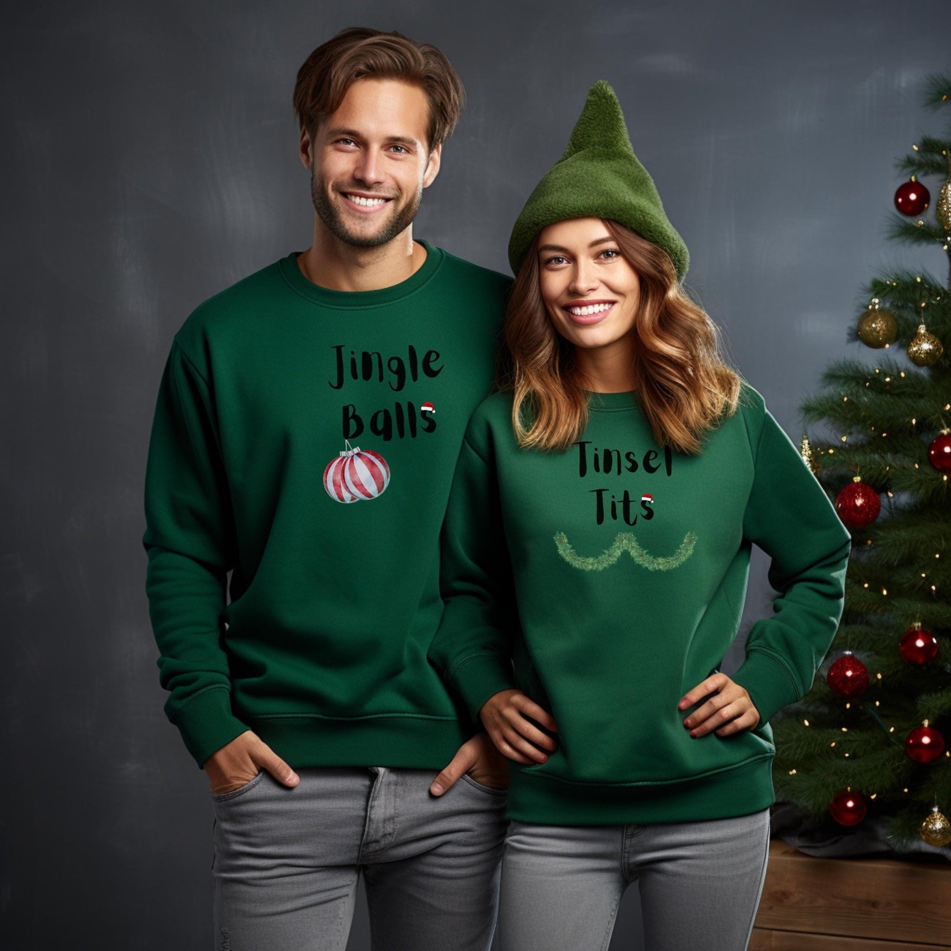 Jingle Balls and Tinsel Tits Funny Quotes Couple Sweatshirt