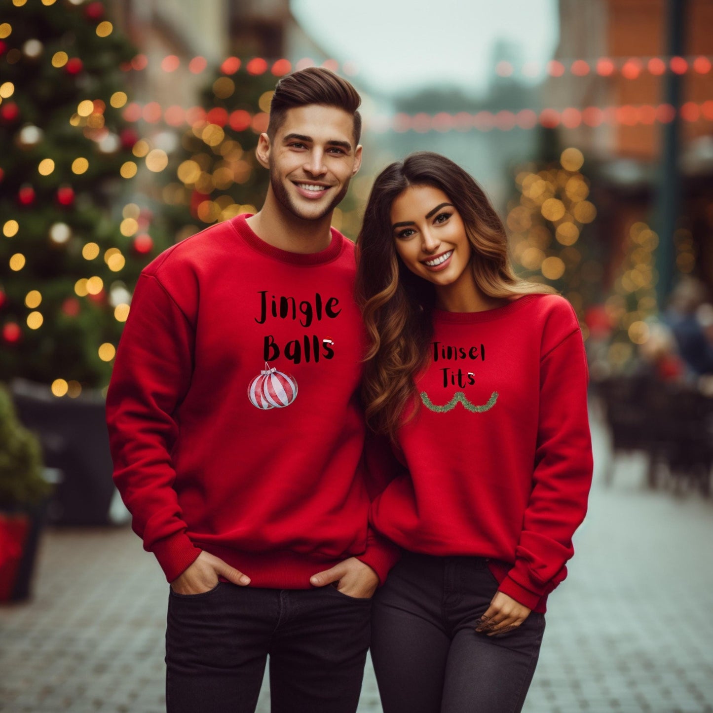 Jingle Balls and Tinsel Tits Funny Quotes Couple Sweatshirt