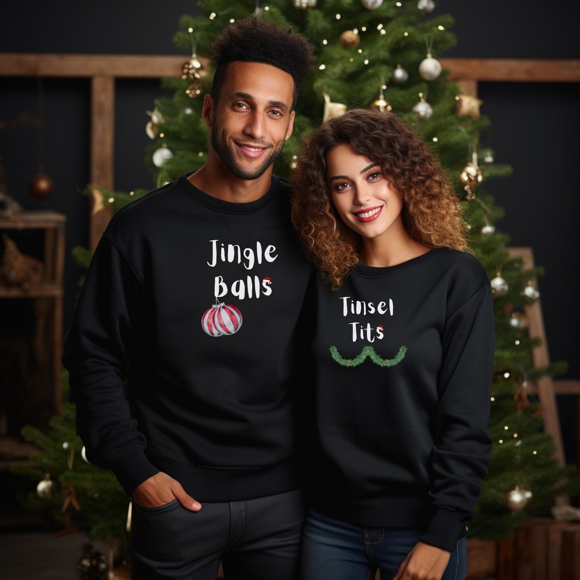 Jingle Balls and Tinsel Tits Funny Quotes Couple Sweatshirt