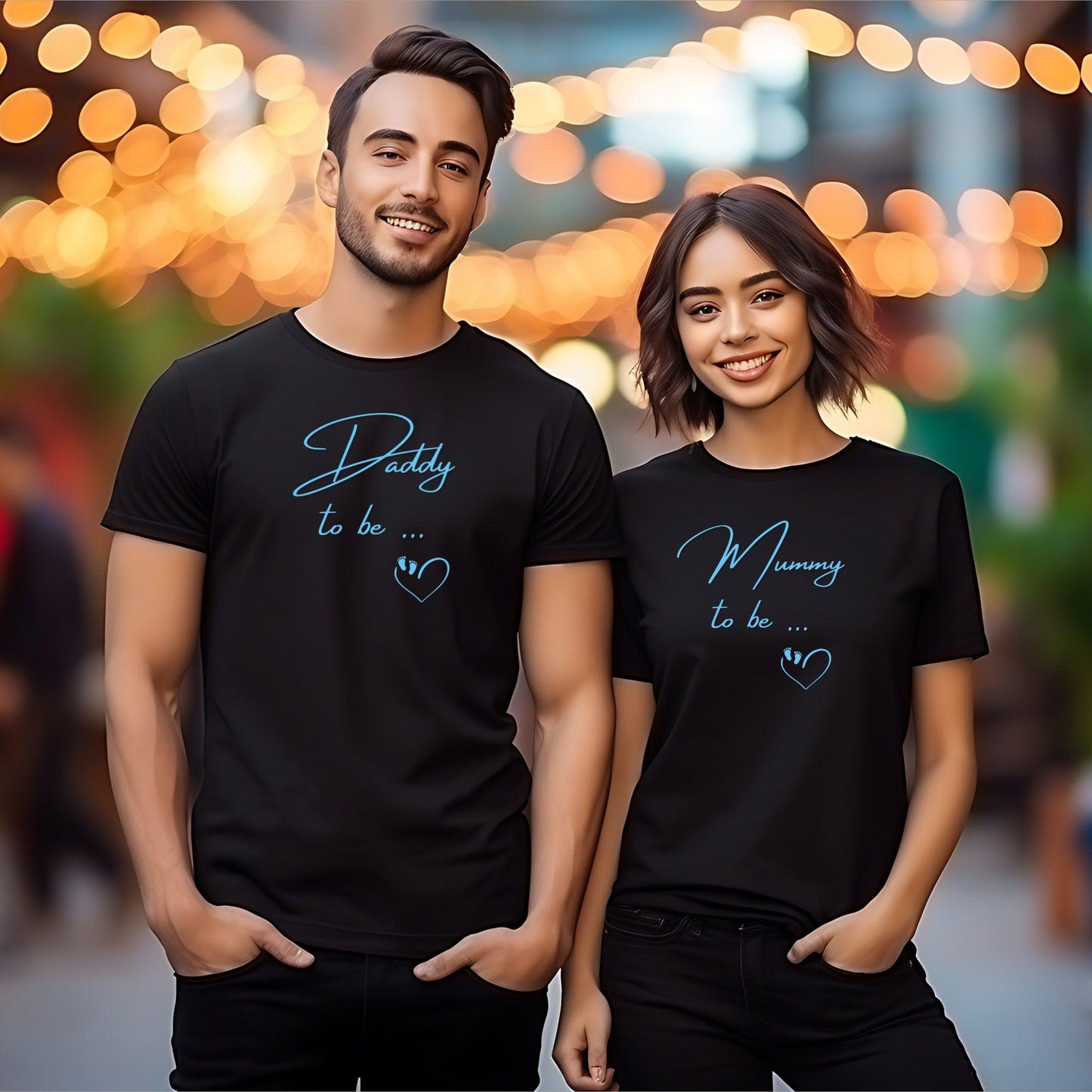 Matching Mummy Daddy To Be With Heart T-Shirts