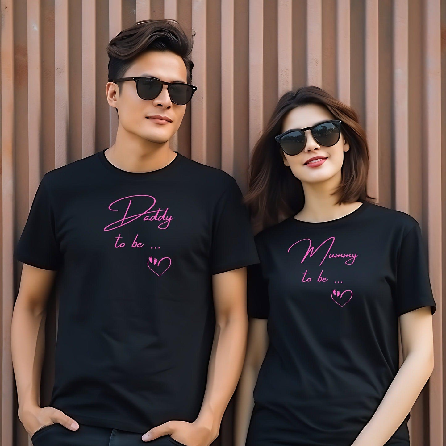 Matching Mummy Daddy To Be With Heart T-Shirts