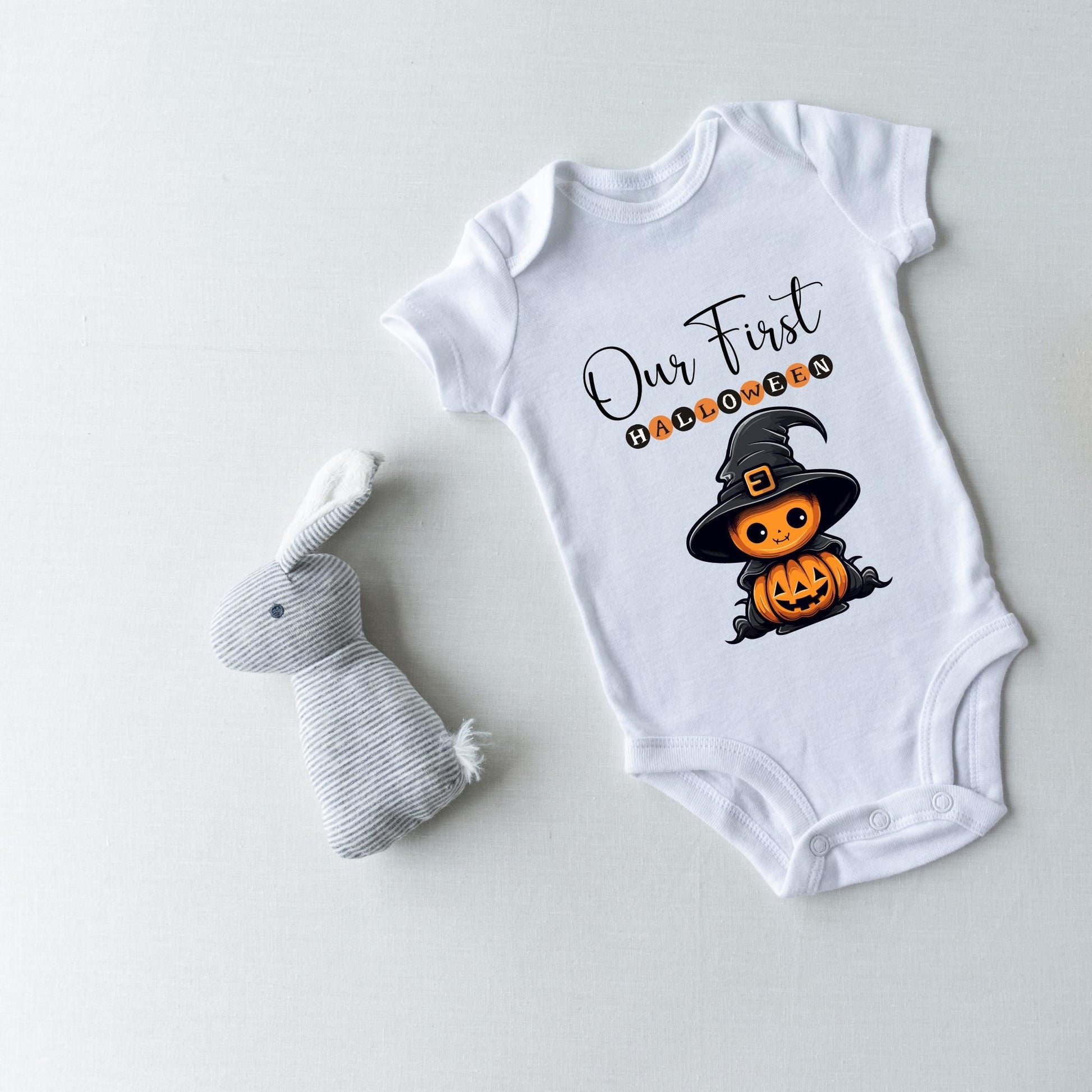 Our First Halloween Pumpkin Wizard Family Matching White Shirts